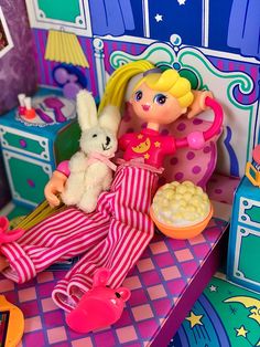 Betty Spaghetti doll in her pajamas and in bed Cookbook Design, Dreamworks Trolls, 2000s Nostalgia, Dream Doll, Toys Photography, Old Toys