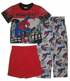 His favorite web-slinging super hero in a comfy 3-piece pajama set.3-piece set includes a short-sleeved top, shorts, and pants. Tee: crewneck, short sleeves, "Hero" Spider-man graphic. Shorts & Pants: elastic waistband. Machine wash. Of a soft and cozy polyester jersey fabric.   Paypal Payments Accepted.   All purchases are mailed out within 2 business days of receipt of payment. Stretch Cotton Pajama Party Sets, Cotton Sleep Sets With Character Print, Cotton Sleepwear Sets With Character Print, Red Casual Sets For Sleepover, Casual Red Sets For Sleepover, Cotton Sets With Character Print For Pajama Party, Stretch Cotton Sleepover Sets, Cotton Stretch Sleepover Sets, Multicolor Casual Sets For Sleepover