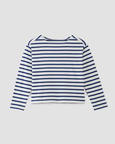 The Mariner Tee Bone / Mazarine Blue – Everlane Casual Oversized Boat Neck Top, Marine Style Cotton Crew Neck Top, Navy Marine Style Cotton Top, Sailor Striped Long Sleeve Top, Navy Cotton Marine Style Tops, Sailor Style Striped Long Sleeve Top, Striped Sailor Long Sleeve Top, Navy Long Sleeve Marine Top, Marine Style Long Sleeve Cotton Tops