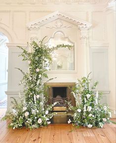 Garden style deconstructed Spring floral arch, with hawthorn, birch and textured white delicate flowers and ranunculus Hanoi Mantle Installation, Indoor Ceremony Decor, Gloster House, Flowers Installation, Ceremony Decorations Indoor, Wotton House, Posh Wedding, English Country Weddings, Church Wedding Flowers