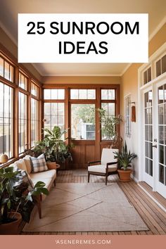 the sunroom is filled with plants and potted plants