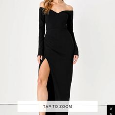 Black Off-The-Shoulder Long Sleeve Maxi Dress Lingy, Sexy, Elegant. Was Tried On, But Was Too Tight. Never Worn Otherwise. Off The Shoulder Long Sleeve Dress, Lulus White Dress, White Backless Dress, Backless Lace Dress, Casual Cocktail Dress, Floor Length Maxi Dress, Backless Bodycon Dresses, Shimmer Dress, Long Sleeve Dress Formal