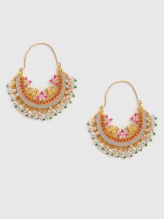 Drop earrings look super elegant and are a must-have in your jewellery collection. Irrespective of the fact whether they are long or short, they look completely gorgeous Traditional Earrings, Drawstring Dresses, Gold Pattern, Gold Brass, Green Tops, Jewellery Collection, Gold Material, Earrings Gold, Stylish Women