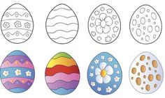 easter eggs with different designs on them