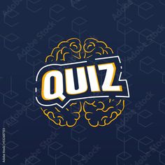 the word quiz on a blue background with an image of a brain in the middle