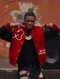 American Rapper A Boogie Wit Da Hoodie Did Me Wrong Red Varsity Jacket Designer Jackets For Men, Varsity Letterman Jackets, Western Jacket, Letterman Jacket, Custom Jacket, Denim Jacket Men, Leather Sleeve, Denim Jacket Women, Black Men Fashion