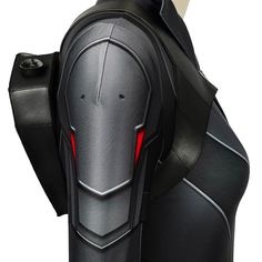 the back of a man wearing a futuristic suit