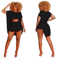 Solid Color Summer O-neck Bat Sleeve Asymmetric Crop Top Skinny Shorts Women Two Piece Set Summer Two-piece Set Tops For Night Out, Summer Two-piece Tops For Night Out, Summer Night Out Two-piece Top Set, Two-piece Summer Tops For Night Out, Black Summer Two-piece Tops, Bat Sleeve, Shorts Women, Club Outfits, Two Piece Set