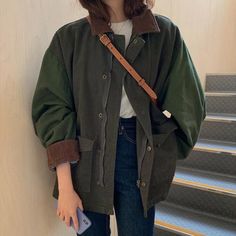 #ad Top Seller for Women's Spring Casual Turn Down Collar Corduroy Coat Autumn Hip Hop Jacket Tops, Fashion womens jacket Preppy Basics, Hip Hop Jacket, Khaki Jacket, Casual Outerwear, Vintage Patchwork, Streetwear Casual, 가을 패션, Fall Jackets, Corduroy Jacket