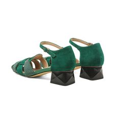 Finish Off A Warm Weather Look Easily With The Dwarves Block Heels Sandal From Crown Vintage. This Tried-And-True Pair Brings A Classic Highlight To Your Collection, While The Suede Design Ensures Lasting Wear And A Luxe Touch. Color: Black/GreenMaterial: SheepskinLining: Genuine LeatherInsole: SheepskinSole: Oxford BottomHeels: 4 cm/1.57"* Fits true to size, take your normal size * US sizing Great Shoes To Spice Up Any Outfit, From Casual Jeans To Fancy Dress. The More You Wear Them, The More C Green Heel Strap Sandals For Evening, Evening Green Sandals With Heel Strap, Green Evening Sandals With Heel Strap, Green Sandals With Padded Low Heel, Green Buckle Slingback Sandals For Summer, Summer Green Slingback Sandals With Buckle, Green Buckle Closure Slingback Sandals For Summer, Green Wedge Sandals With Heel And Ankle Strap, Green Round Toe Slingback Sandals For Summer