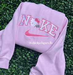 Kitty Pow x Check Embroidery Crewneck Sweatshirt Easy 30 day return policy Shorts And A T Shirt, Hello Kitty Nike Sweatshirt, Cute Hoodies For Women, Sanrio Sweatpants, Colorful Clothes Aesthetic, Cool Shoes For Men, Check Embroidery, Embroidered Apparel, Embroidery Crewneck