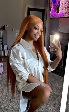 Nicki Minaj With Ginger Hair, Therealkylesister Red Hair, Cardi B Orange Hair, India Love Blonde Wig, Mirror Flicks, Sew In Hairstyles, Birthday Hair, Summer Hair Color