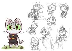 an image of some cartoon cats with different poses