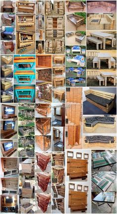 many different types of wooden crates and boxes are shown in this collage with the words,