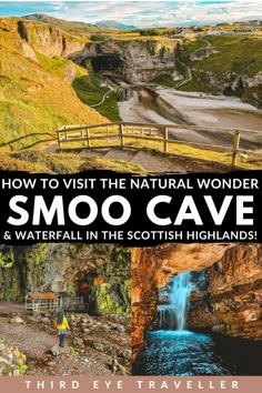 the cover of how to visit the natural wonder of smoo cave and waterfall in scottish highlands