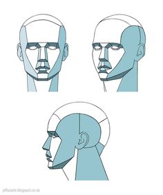 three different views of the head and neck of a man with glasses on his face