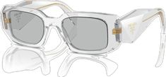 Luxury Clear Rectangular Sunglasses, Modern Clear Sunglasses For Formal Events, Modern Clear Sunglasses For Formal Occasions, Luxury Clear Sunglasses For Formal Events, Luxury Clear Sunglasses For Formal Occasions, Designer Clear Sunglasses With Polarized Lenses, Formal Clear Sunglasses With Tinted Lenses, Designer Clear Sunglasses For Formal Occasions, Rectangle Sunglasses