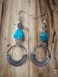 Trendy unique southwestern dangly earrings 3 inches long Handmade Turquoise Metal Chandelier Earrings, Turquoise Chandelier Dangle Earrings For Festivals, Bohemian Metal Dangle Hoop Earrings, Bohemian Metal Chandelier Earrings With Ear Wire, Bohemian Turquoise Dangle Earrings, Bohemian Metal Hanging Hoop Earrings, Adjustable Bohemian Metal Chandelier Earrings, Adjustable Metal Bohemian Chandelier Earrings, Bohemian Turquoise Hoop Earrings Nickel Free