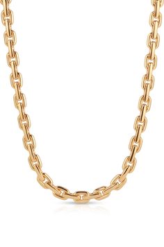 Chunky Chain Link Necklace Luxury Gold-plated Yellow Gold Choker, Luxury Gold Cable Chain Necklace, Classic Gold Chunky Chain Jewelry, Classic Gold Necklace With Chunky Chain, Gold Cable Chain Link Jewelry, Gold Chunky Chain Link Jewelry, Classic Yellow Gold Jewelry With Chunky Chain, Formal Yellow Gold Necklace With Chunky Chain, Formal Yellow Gold Chunky Chain Necklace