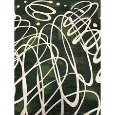 an abstract painting with white lines on green and black background, in the style of brush strokes