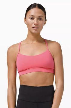 Lululeamon Cute Sports Bras, Lululemon Flow Y Bra Nulu, Lululemon Sports Bras, Dream Fitness, Lulu Sports Bra, Running Aesthetic, Dance Bras, Cute Sports Bra, Clothing Wishlist