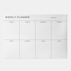 the weekly planner is shown on a white background