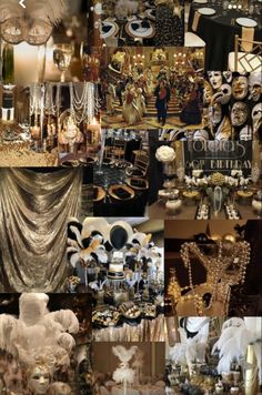 a collage of many different types of gold and black items in various pictures, including chandeliers