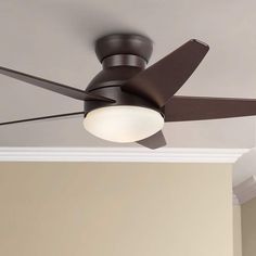 a ceiling fan with two lights on top of it