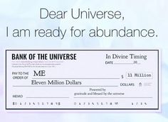 a chequed bank of the universe check card with an advertiser's message