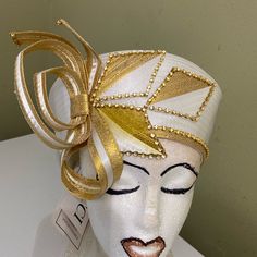 Nwt White With Beautiful Gold Trim & Sequins. White Elegant Spring Hats, Elegant White Hats For Spring, Chic Fitted White Hat, Chic White Fitted Hat, Elegant White Spring Hats, White Fitted Hat For Summer, Fitted White Hat For Summer, Fitted White Summer Hat, Gold Chic Fitted Fascinator