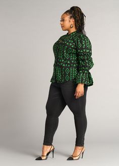 Style#2100MBG Possess great strength in our Amari African Print Button-Up Top. Sophisticated and versatile, this shirt is a must-have. The top may be dressed up with slacks and heels for the office, or down with a pair of black jeans and flats for a more laid-back vibe. *The shirt you receive may vary slightly from the product image. It is the same fabric but may be cut in a different section of the print* *Size up from your regular size. The top runs slightly small Description Button-up Mandari Green Printed Button-up Top, Black Printed Button-up Top, Vibrant Print Patterned Button-up Top, Multicolor Vibrant Print Button-up Blouse, Multicolor Abstract Print Button-up Top, Jeans And Flats, Cultural Appropriation, Ankara Designs, African Inspired Fashion