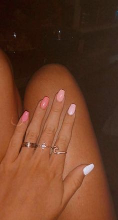 Cute Multi Colored Nails, Simple Spring Nails Pink, Spring Acrylic Nails Pink, Summer Nails 2023 Vacation, Summer Nails No Acrylic, Multi Color Acrylic Nails, Nail Inspo 2023 Pink, Nails For A Vacation, Nails Acrylic Multi Colors