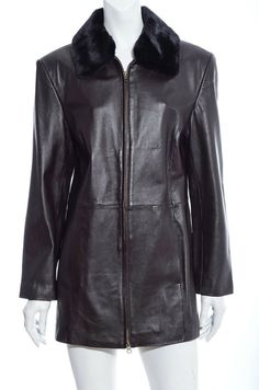 Women's Centigrade Brown Leather Coat with Detachable Fur Collar TAG SIZE Small (S) - Oversized fit DETAILS Leather coat by Centigrade Leather. Brown, buttery-soft leather. Black faux-fur collar can be detached. Two-way zipper closure. Pockets. BUST 40" SHOULDER WIDTH 17.5" SLEEVE LENGTH 23.25" (Shoulder seam to cuff) LENGTH TOP TO BOTTOM 31" CONDITION Great condition - Some light wear to edge of zipper area (see photo) MATERIAL Leather with faux-fur collar BRAND Centigrade Leather (Measurements Classic Leather Outerwear With Faux Fur Trim, Classic Leather Jacket With Faux Fur Trim, Classic Leather Jacket With Faux Fur Trim For Fall, Oversize Coat, Brown Leather Coat, Detachable Collar, Fit Details, Oversized Coat, Black Faux Fur