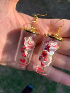 Alice in Wonderland Red Roses, Painting the Roses Red Earrings Disneybound - Etsy Drop Earrings Outfit, Red Roses Painting, Wonderland Jewelry, Roses Painting, Painting The Roses Red, Weird Jewelry, Earrings Outfit, Diy Jewelry Display, Art Jewelry Design