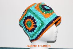 Granny square hat, handmade crochet hat, vintage style hat, colorful crochet hat, hippie festival hat, sun hat women, boho crochet hat ALL MY DESIGNS ARE PROUDLY HANDCRAFTED IN SOUTH FLORIDA. EACH PIECE IS UNIQUE AND NEVER DUPLICATED! PLEASE READ DESCRIPTION CAREFULLY. I AM DOING MY BEST TO DESCRIBE THIS ITEM AS ACCURATELY AS POSSIBLE. PLEASE CONTACT ME IF YOU HAVE ANY QUESTIONS My mom taught me crochet when I was a little girl and enjoy tremendously creating beautiful hats and list them for you Square Hat, Granny Square Hat, Crochet Hobby, Vintage Style Hat, Colorful Crochet, Festival Hat, Hat Handmade, Hippie Festival, Hat Women