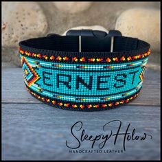 the beaded dog collar is ready to be worn by any person in the world