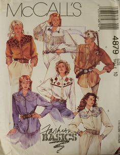 Yoke Shirt Pattern, Ladies Western Shirts, Yoke Shirt, Mccalls Patterns Vintage, Size 12 Fashion, Western Style Shirt, Convertible Collar, Shirt Sewing Pattern, Cowgirl Shirts