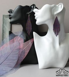 These dark purple beaded earrings are made of high-quality Czech beads and strong synthetic thread. They are elegant, fashionable, and highly versatile, suitable for everyday wear. Features: Sterling silver components Color: Purple. This item is currently in stock. You must be completely satisfied. If you find merchandise unsatisfactory for any reason, return it within 10 days and your money will be refunded without questions. More beaded earrings http://etsy.me/2ycItdb Gerdan necklaces http://e Purple Fringe Beaded Earrings As Gift, Purple Fringe Beaded Earrings For Gift, Elegant Purple Beaded Earrings With Colorful Beads, Elegant Purple Beaded Earrings With Ear Wire, Elegant Purple Beaded Earrings, Purple Dangling Beads Chandelier Earrings, Purple Tassel Drop Earrings With Dangling Beads, Purple Beaded Fringe Dangle Tassel Earrings, Purple Beaded Fringe Tassel Earrings