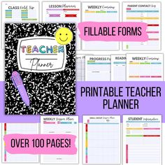 printable teacher planner for teachers with the text, freebies and lesson plans