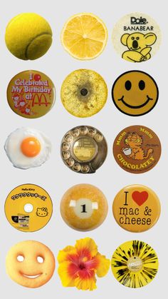 several different types of buttons with smiley faces on them