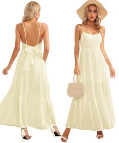 PRICES MAY VARY. Material: 100% cotton, soft, breathable and skin-friendly, crafted from light and breathable fabric, this flowing maxi dress is both stylish and comfortable in warm weather. Features: Women beach wedding dress features with a sexy open boat neckline, pleated ruffle hem, babydoll style, loose fit, maxi dress with backless lacing. Sleeveless and adjustable spaghetti straps, the slim spaghetti straps are adjustable, allowing for a personalized fit that flatters a range of body type Long White Dress Beach, Coastal Cocktail Dress, Casual Beach Photoshoot Family, Cute Sundresses Long, Charleston South Carolina Outfits, Maternity Sun Dress, Amazon Summer Dresses, Beach Photoshoot Family, Backless Sundress