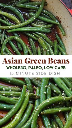 Asian Green Beans: A Paleo and Whole30 Veggie You'll Love! Asian Green Beans, Paleo Vegetables, Low Carb Chili, Paleo Side Dishes, Paleo Sides, Bean Recipe, Vegetable Recipe, Vegetable Side Dish, Easy Paleo