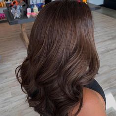 True Chocolate Brown Hair, One Tone Hair Color Brown, One Colour Hair Brown, Full Color Hair Ideas Brown, All Brown Hair Color, Brown Hair Colors Aesthetic, Single Color Brown Hair, One Color Hair Ideas, Brown Hair Colors No Highlights