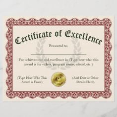 certificate of completion with green and gold border