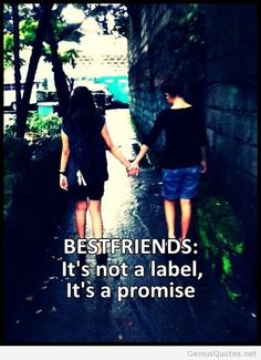 two girls walking down a path holding hands with the caption best friends it's not a label, it's a prome