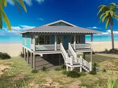 this is an artist's rendering of a beach house on stilts overlooking the ocean