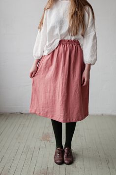 Below the knee skirt is made from 100% soft and washed linen. This Petticoat is perfect for wearing under dress or other skirt or can be worn alone. Match it with our tunics! Details: - Composition: 100% Oeko-Tex certified linen - Colour: salmon pink - Elastic waist - Pockets - Medium weight linen - Linen care: machine wash gentle; tumble dry low, ironing optional - The price is for one skirt, other pictured items are not included Long Gathered Skirt With Relaxed Fit, Relaxed Fit Long Gathered Skirt, Solid Color Relaxed Fit Midi Skirt, Relaxed Fit Pleated Skirt, Solid Relaxed Fit Midi Skirt, Solid Color Relaxed Fit Long Skirt, Solid Color Long Skirt With Relaxed Fit, Relaxed Fit Solid Midi Skirt, Long Skirt With Elastic Waistband And Relaxed Fit