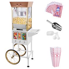 a popcorn machine with various items to make it