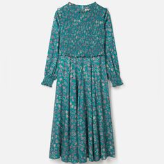 This Item Is Brand New With Tags! It Is A High Quality And Sustainably Made Dress. Uk Size 10 Us Size 6! Beautiful Teal Color. Length: 49 Inches Chest: 33 Inches Sleeve: 26 Inches Waist: 30 Inches Hip: 42 Inches Modest Blue Floral Print Dress, Modest Blue Floral Print Midi Dress, Modest Blue Midi Dress With Floral Print, Modest Fitted Blue Dress, Blue Floral Long Sleeve Flowy Dress, Flowy Blue Dress For Fall, Modest Knee-length Blue Dress, Modest Blue Midi Dress For Fall, Modest Blue Long Sleeve Midi Dress