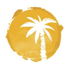 a yellow circle with a palm tree on it